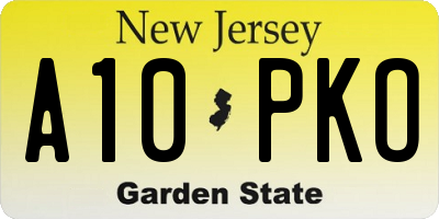 NJ license plate A10PKO