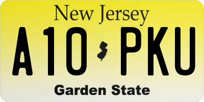 NJ license plate A10PKU