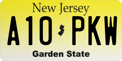 NJ license plate A10PKW