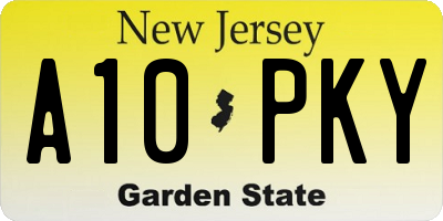 NJ license plate A10PKY