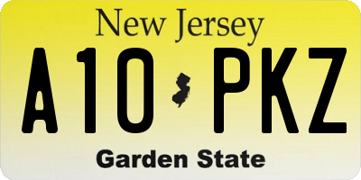 NJ license plate A10PKZ