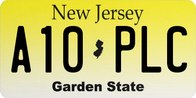 NJ license plate A10PLC