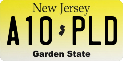 NJ license plate A10PLD