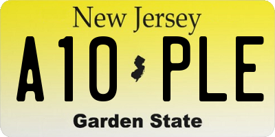 NJ license plate A10PLE