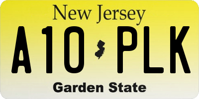 NJ license plate A10PLK