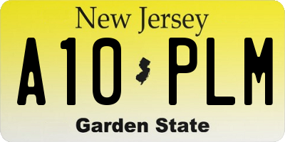 NJ license plate A10PLM