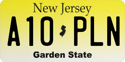 NJ license plate A10PLN