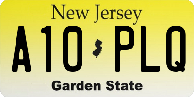 NJ license plate A10PLQ