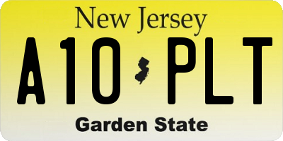 NJ license plate A10PLT