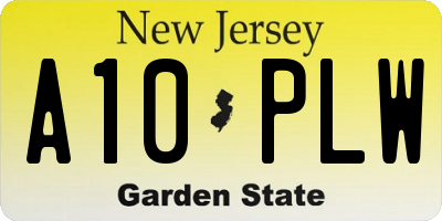 NJ license plate A10PLW