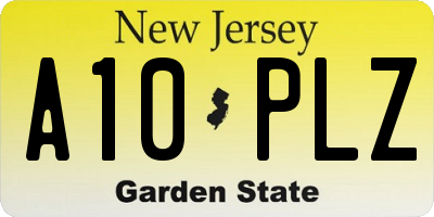 NJ license plate A10PLZ