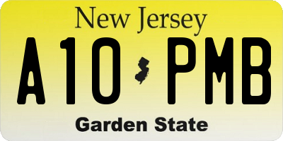 NJ license plate A10PMB