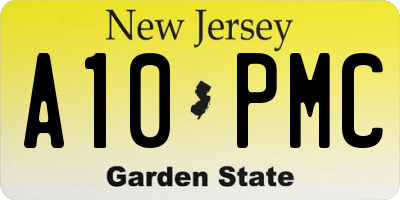 NJ license plate A10PMC