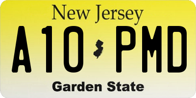 NJ license plate A10PMD