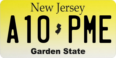 NJ license plate A10PME