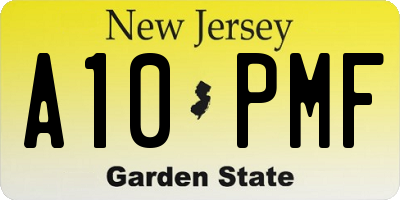 NJ license plate A10PMF