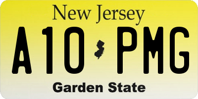 NJ license plate A10PMG