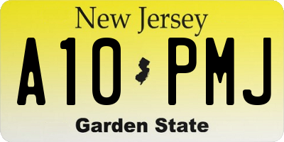 NJ license plate A10PMJ