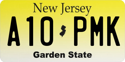 NJ license plate A10PMK