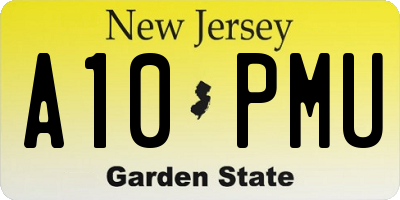 NJ license plate A10PMU