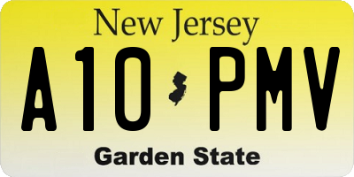 NJ license plate A10PMV