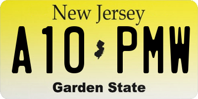 NJ license plate A10PMW