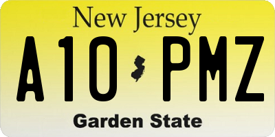 NJ license plate A10PMZ