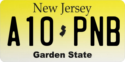 NJ license plate A10PNB