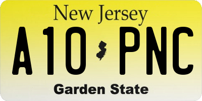 NJ license plate A10PNC