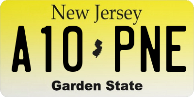 NJ license plate A10PNE