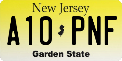 NJ license plate A10PNF