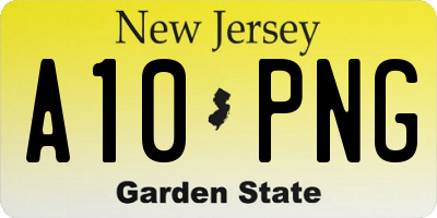 NJ license plate A10PNG