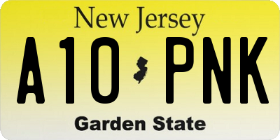 NJ license plate A10PNK