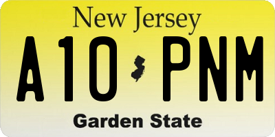 NJ license plate A10PNM