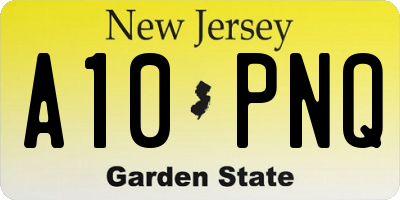 NJ license plate A10PNQ