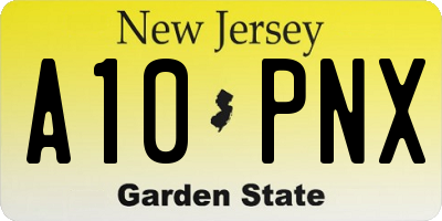 NJ license plate A10PNX