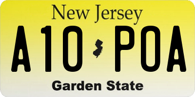 NJ license plate A10POA