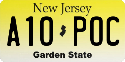 NJ license plate A10POC