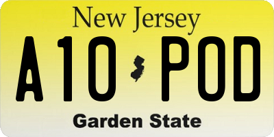 NJ license plate A10POD