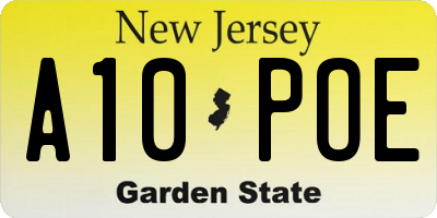 NJ license plate A10POE
