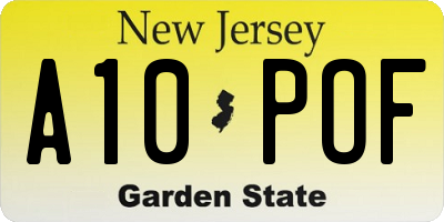 NJ license plate A10POF