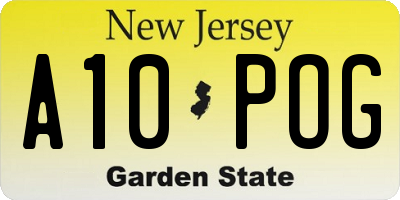 NJ license plate A10POG