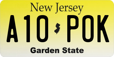 NJ license plate A10POK