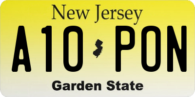 NJ license plate A10PON