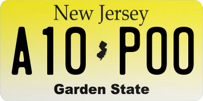 NJ license plate A10POO