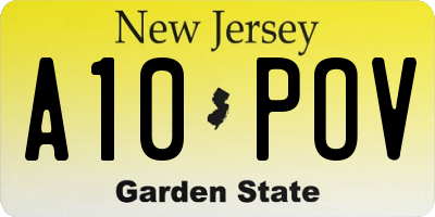 NJ license plate A10POV