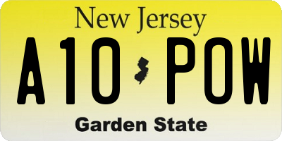 NJ license plate A10POW
