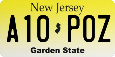 NJ license plate A10POZ