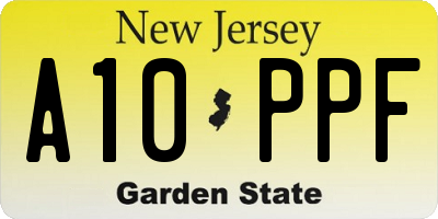 NJ license plate A10PPF