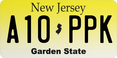 NJ license plate A10PPK